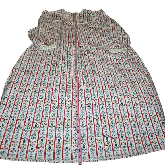 Lanz of Sazburg Long Flannel Nightgown White Red Eyelet Hearts XL Cottagecore - Picture 16 of 16